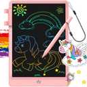 FLUESTON LCD Writing Tablet, Doodle Board Toys Gifts for 3-8 Year Old Girls Boys, 10 Inch Colorful Electronic Board Drawing Pad for Kids, Christmas Gifts for Toddler Educational Learning Travel, Pink (11"W x 7.5"H)