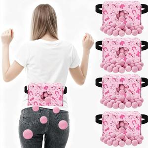 JarThenaAMCS 4 Pack Bachelorette Party Shaking Swing Balls Game Set 4 Strap 4 Pink Western Cowgirl Disco Shake Box and 80 Balls for Birthday Bridal Shower Table Tennis Twerk Game