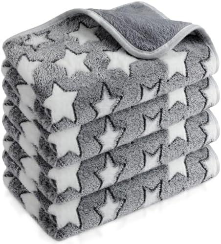 Reginary 3 Pcs Waterproof Guinea Pig Blankets Washable Small Animal Fleece Bedding Guinea Pig Cage Liners Reusable Training Pads Pet Pee Pad Sleep Mat for Hamster(Gray Star,24 x 16 Inch)