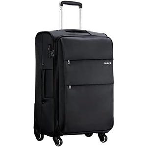 Hanke 24 Inch Expandable Luggage Large Suitcases with Wheels Softside Checked Luggage Rolling Suitcase with Lock Lightweight Travel Luggage for Men and Women 24 Inch Luggage.(Dark Gray) (Black)