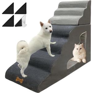 7-Step Dog Stairs for 36 Inch High Beds Small Dogs, Pet Ramp Stairs 20-42 Inch Couch Bed, Non-Slip Balanced Stairs 75lbs for Small Old Large Dogs Cats to Get on Bed
