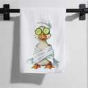 Eieanao Funny Duck Gifts Hand Towel for Bathroom, Cute Duck Microfiber Dish Towel, Cute Farmhouse Washroom Decor, Funny Animal Bathroom Decor, 16x24 Inch