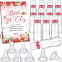 TrelaCo Cool Baby Shower Games Wooden Bottle Chug Sign Strawberry Theme Gift Sets and 12 Pcs Baby Bottle Shower Favor for Rustic Kraft Games Gender Reveal (Red)