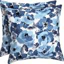 Arden Outdoor Toss Pillow, 2 Pack, 16 x 16, Rain-Proof, Fade Resistant Blue Garden Floral