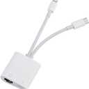 Lightning and USB C to Ethernet Adapter,2 in 1 RJ45 Ethernet LAN Network Adapter with Charge Port Compatible with iPhone/iPad/iPod/Samsung and More,Supports 100Mbps Plug and Play (White)