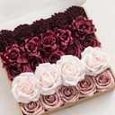 Ling's moment Artificial Flowers Fake Silk Roses Faux Foam Dahlia Gardenia Combo for DIY Wedding Bouquets Centerpieces Arrangements Bridal Shower Party Home Decorations, Marsala & Dusty Rose, 24pcs