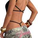 Milumia Women Sexy Backless Bodysuits Scoop Neck Open Back Night Out Club Bodysuit Tops S