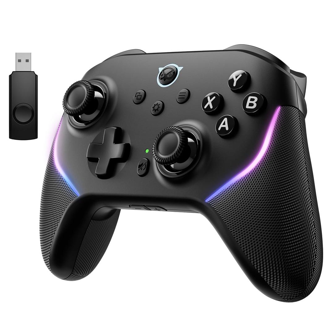 NYXI Master P1 Wireless PC Controller, Dual-Mode Triggers, Hall Effect Joystick, 1000Hz Polling Rate, Mute control, 6-Axis Gyro, Turbo, Lockable Back Buttons for PC/Switch/Switch 2/iOS/Android (Black)