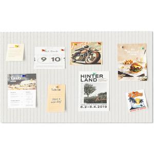 24 x 16 inches Large Bulletin Board, Decorative Felt Pin Board, 0.35 Thick Foldable Photo Display Board with Self-Adhesive Tape, Vision Board for School Home Kitchen Office Walls - Beige