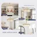 24.4 Gold Semi Flush Mount Ceiling Light Fixtures, 6-Light Gold Modern Crystal Chandelier Height Adjustable Pendant Lighting for Bedroom Entryway Hallway Kitchen Island Living Room Foyer, Flower 24.4"