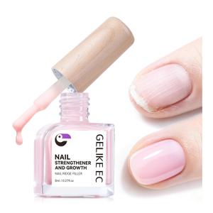 7 x Nail Ridge Filler For Damaged Nails: Gelike ec 8 in 1 Nail Strengthener for Thin Nails and Growth,Protein Nail Ridge Filler with Top Coat Free