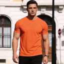 Mens Short Sleeve Shirts Casual,Soft Tshirts,Plain Summer Casual Wear Tee,Crew Neck Undershirts for Men (Orange, XL)