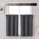Chyhomenyc Charcoal Grey Short Blackout Curtains 36 Inch Length, Small Kitchen Curtain Tier Rod Pocket Half Window Curtains for Bathroom Basement Cabinet Camper RV Bunk, 2 PCS, Each 30" Wx36 L