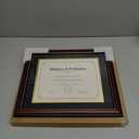 GraduationMall 8.5x11 Diploma Frame with Black over Gold Mat or Display 11x14 Certificate without Mat,Solid Wood & Tempered Glass,Cherry Finish with Gold Trim