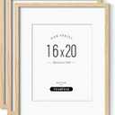 Minimalist 16x20 Frames with Mat for 11x14 Set of 3, Natural Solid Oak Wood 16x20 Frame, Lightweight for Wall Mounting(3 Pack, Oak)