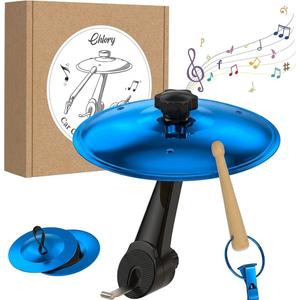 Car Cymbal Air Vent, Mini Drum Crash Cymbal Set with Mini Drum Stick, Funny Musical Instruments Gadget for Drummer Music Lovers Gift, Compact Durable Car Accessory for Most Vehicles(Blue)