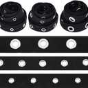 BENECREAT 6 Yards Black Cotton Grommet Eyelet Twill Tape Trim, 3 Sizes Cotton Snap Button Trim Silver Metal Eyelet Ring Ribbon Strip for Sewing Crafts Making, 2 Yards/Size