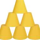 LAMPWELL GERO Yellow Clip on Chandelier Lamp Shades Set of 6, Small Lamp Shades Clip on bulb, 6"×3"×H5", Mini Fabric Barrel Lamp Shade, FOR CANDLE BULB AND SMALL GENERAL BULB