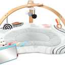 Skip Hop Baby Play Gym Montessori-Inspired 3-in-1 Sensory Tummy Time Activity Mat with 25+ Developmental Activities 4 Toys and 5 Parent Guide Cards with Stage-Based Activities Discoverosity Age 0-2y, 42L x 33.5W x 19H