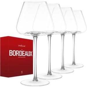 23.5OZ Crystal Wine Glasses Set of 4 for Pinot Noir, Burgundy, Bordeaux, Large Lead-Free Crystal Glasses with Unique Bottom Design