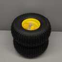 AR-PRO Exact Replacement 15" x 6.00-6" Front Tire and Wheel Assemblies Compatible with John Deere Riding Mowers 100 and D100 Series - 3" Centered Hub and 3/4" Bushings, 4Ply Pneumatic (Set of 2) (Yellow)