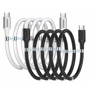 JJKKZVZ 2Pack Upgraded Magnetic USB C to USB C Fast Charging Cable (3ft 60W), Magnetic Charging Cable, USB 2.0 Type C Charging Data Transfer Cable with Soft Protective Tube for All USB C Devices White/Black