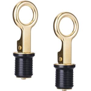 Young Marine Snap-Handle Drain Plug, for 1-1/4 inch-Diameter Drains, Locks in Place, Brass Handle, Rubber Plug