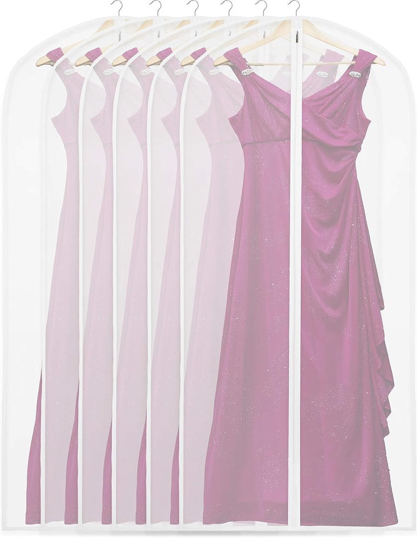 Simple Houseware 60-Inch Clear Garment Bags with Zipper for Suits, Dresses, Costumes, Uniforms - 6 Pack (6 Pack - 60")