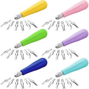 Umigy 24 Pack Craft Linoleum Cutter Kit Carving Tools Assortment Linocut Tools Block Cutters for Block Printing, Assorted Colors