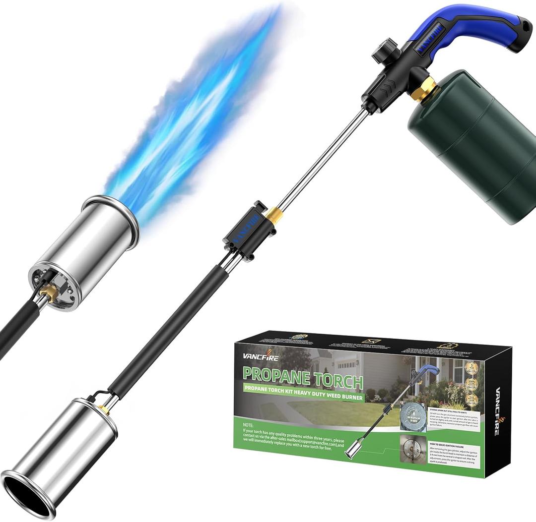 Propane Torch Weed Burner, Ergonomic Handle Weed Torch Flamethrower, 30" Long Arm Heavy Duty Blow Torch For Weeding, Fire Starting, Wood DIY(PROPANE TANK NOT INCLUDED)