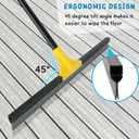 Floor Squeegee for Concrete and Tile Cleaning, 24'' Rubber Wiper Broom, Large Heavy Duty Water Scraper with 60'' Long Handle for Garage, Deck, Bathroom, Shower Glass, Window