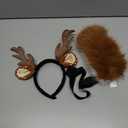 Reindeer Antlers Headband & Tail Set - Fluffy Deer Costume for Christmas Gift and Cosplay Party