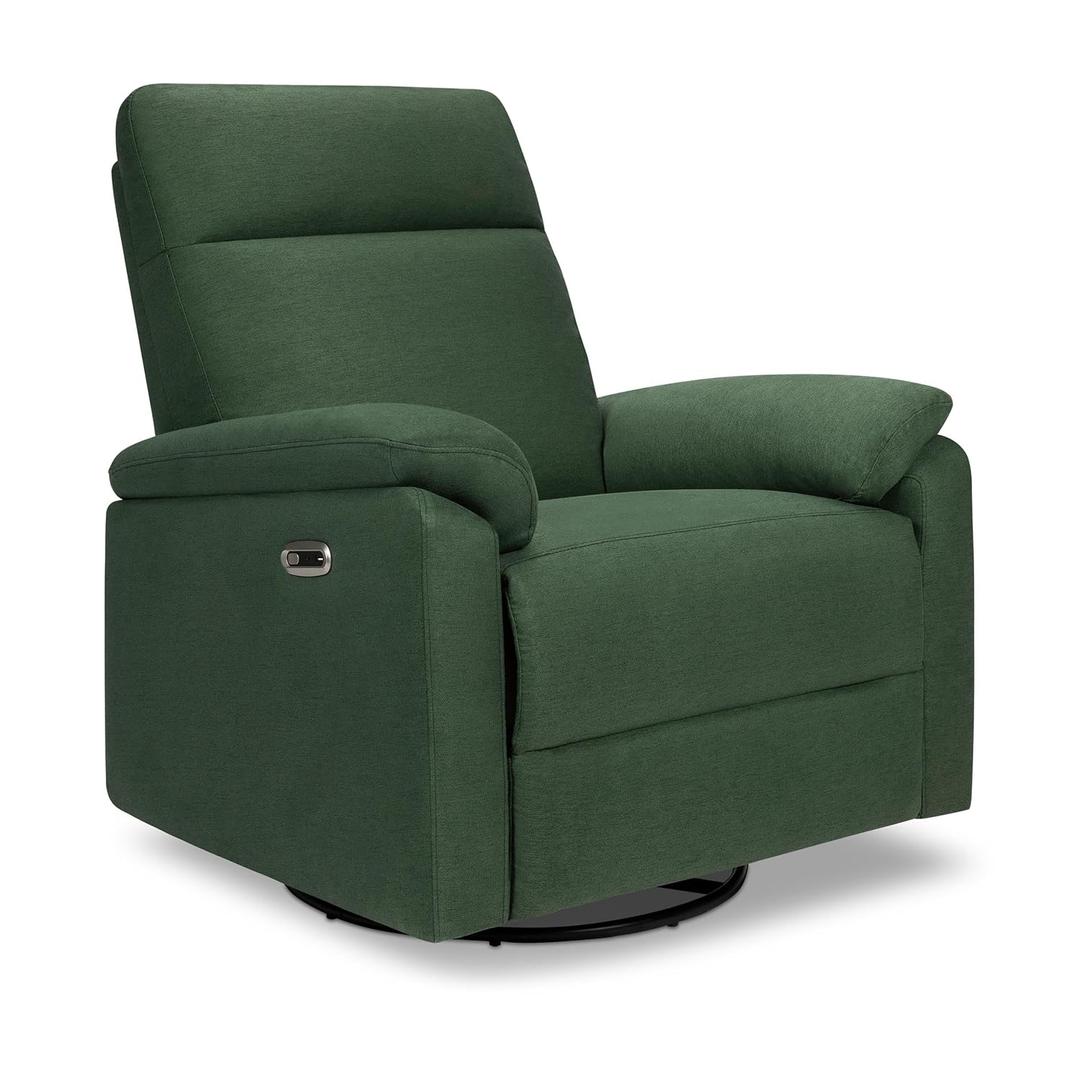 Davinci Suzy Electronic Swivel Recliner with USB Port in Pine Green, GREENGUARD Gold & CertiPUR-US Certified