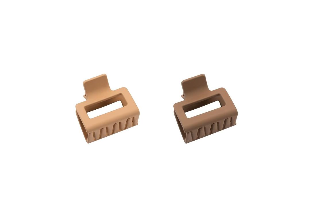Matte Hair Clips for Women and Girls - Rectangle Small Claw Clips for Thin/Medium Fine Hair - Nonslip Jaw Clips ( Khaki, Brown)