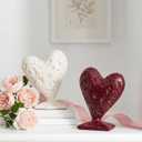 Heart Shaped Bookends Set of 2, Decorative Book Ends for Shelves, Sculptural Heart Design Book Stoppers for Home Office & Romantic Decor (Cloud White)