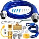 1675KIT48 Safety System Kit, 48" Mobile Gas Hose Connector Kit with 2 Elbows and 3/4 Quick Disconnect 3/4 Gas Flex Line, Gas Line Hose for Kitchen Equipment Full Port Gas Valve, Restraining Device