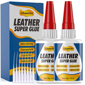 2 x Super Glue for Leather  Clear, Waterproof Adhesive for Leather Repair on Shoes, Sofas, Furniture, Car Seats, Bags & More  Ultra Strong, Fast-Drying Glue for Purses & Upholstery 35g x 2Pack