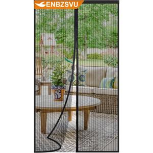 Magnetic Screen Door Mesh, Fit Door 42 x 84 inch, Black Actual Net Screen Size Include Edges 44" x 86" for Patio, Sliding Door, Keeps Bugs Out, Fresh Air Flow, Self Closing