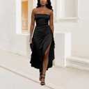 TDiooCor Women Off Shoulder Sleeveless Maxi Long Evening Dress Black (S)