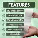 Reli. Bamboo Toilet Paper (24 Jumbo Rolls) | 3 Ply Toilet Paper (350 Sheets/Roll) Bathroom Tissue | Organic Bath Tissue | Bamboo Chemical Free Toilet Tissue Rolls (8400 Sheets Total)