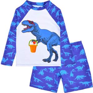 PASHOP Boys Swimsuit Rash Guard Boys' Swimwear Dinosaur Swimming Suits Bathing Suit for Toddler Boys Swim Trunk (5-6 Years)
