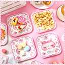 Funnymoom 60 Pcs Pajama Slumber Party Dessert Plates Bulk 7 x 7 Inch Girls Sleepover Paper Plates for Slumber Spa Birthday Party Decor Supplies