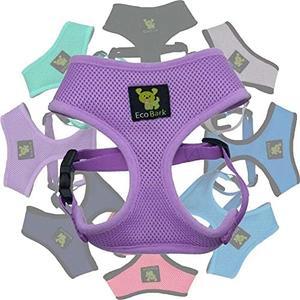 EcoBark Dog Harness - Eco-Friendly Max Comfort Harnesses - Luxurious Soft Mesh Halter - Over The Head Harness Vest- No Pull and No Choke for Puppy, Toy Breeds & Small Dogs (Small, Lavender)