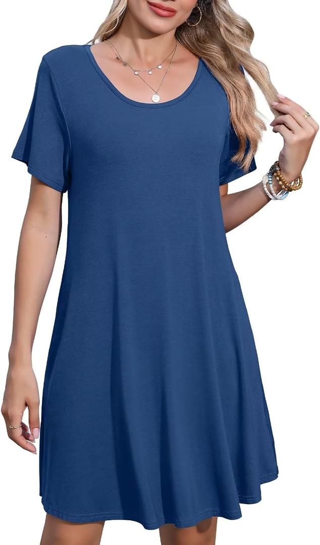 JollieLovin Plus Size Summer T-Shirt Casual Dresses for Curvy Women Flowy Swing, 6XL