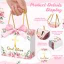 Moinchore 30 Pcs First Holy Communion Treat Bags Bulk Small God Bless Pink Floral Candy Gift Bags Goodie with Handles Bow Ribbon for Baptism Christenings Religious Weddings Party Favors Supplies, 1 count