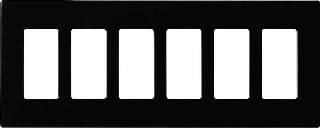 Eaton PJS266BK Decorator Screwless Wallplate, 6-Gang, Black