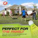 Zume Games Portable Badminton Set with Freestanding Base - Sets Up on Any Surface in Seconds - No Tools or Stakes Required