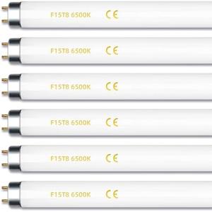 coospider-repta 6 Pack F15T8 18 Inch 15W T8 Fluorescent Replacement Tube Bulb Daylight 6500K Medium Bi-Pin G13 Base 6 Count