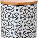 Bloomingville Ceramic Jar with silicone gasket seal Kristina - Storage Canister with lid for food Dia 4'' H 4'', blue, Stoneware, content 14 fl oz