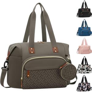 Diaper Bag Tote, Baby Bag Travel Diaper Tote Bag with Pacifier Case, Cute Maternity Hospital Baby Stylish Diaper Tote for Mom Dad Khaki (Large)